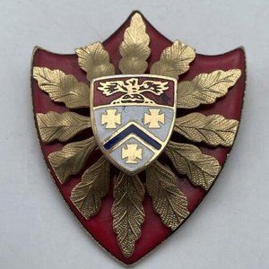 Vintage Heraldic Multi-Color Shield Crest Gold Tone/Enamel Pin Pendant Brooch